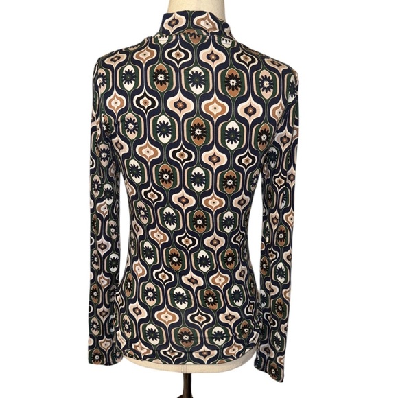 Boden Floral Geometric Patterned Long Sleeved Jersey Top - Picture 4 of 5